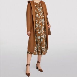 ‘S MAXMARA Women's Brown Urbano Cotton A Line Dress Size 6 with pockets